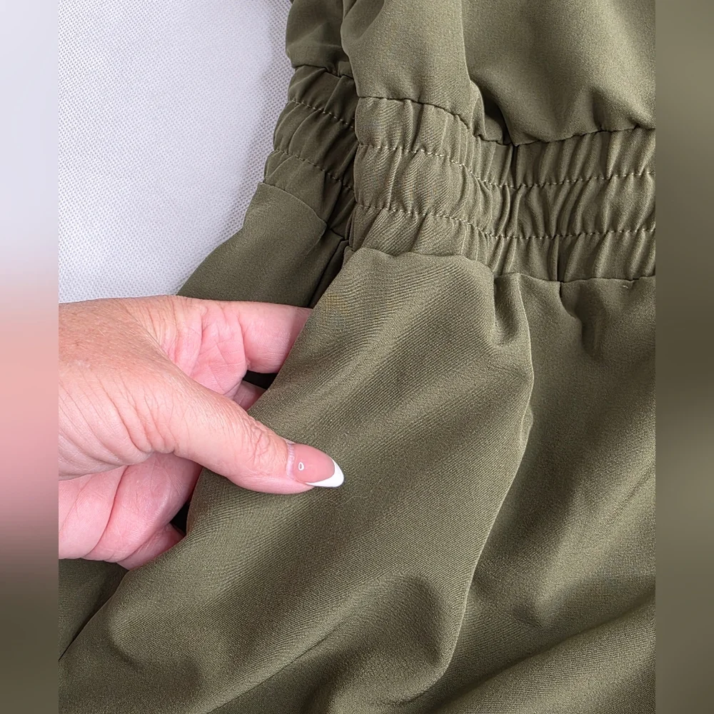 Fashion Nova L Part Of You Romper Shorts Olive Green Sexy C-2079 - Picture 6 of 7
